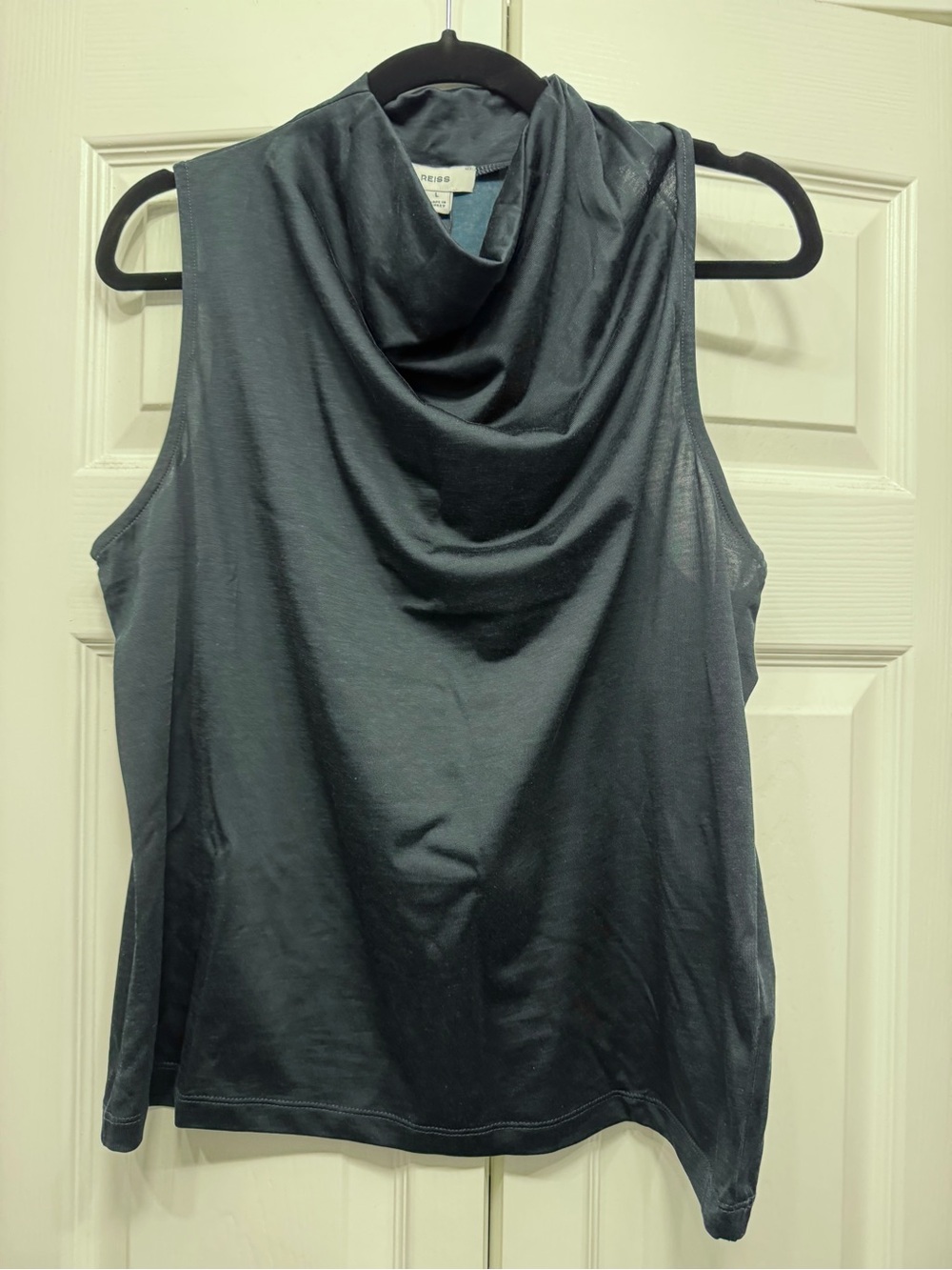 REISS Cowl Neck Sleeveless Top - Dark Green